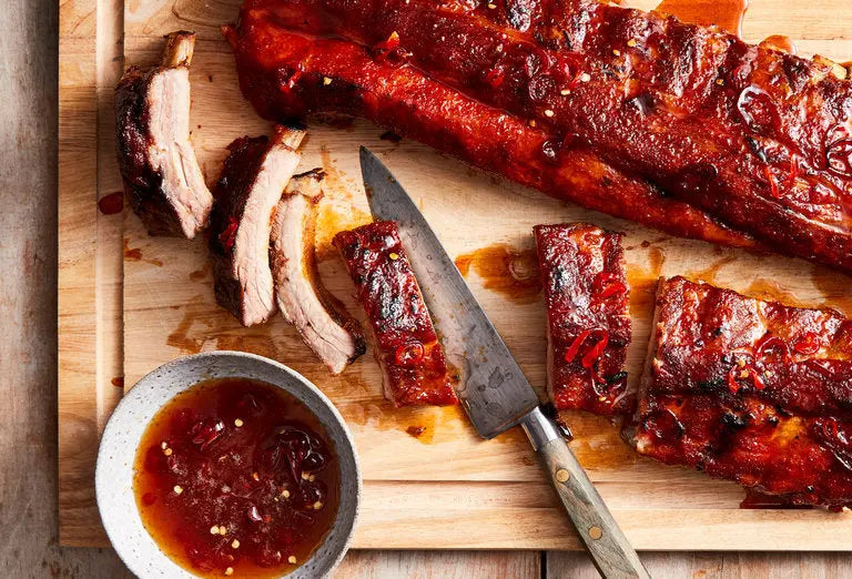 Bee Dolce Hot Honey BBQ Ribs Recipe, Overhead 
