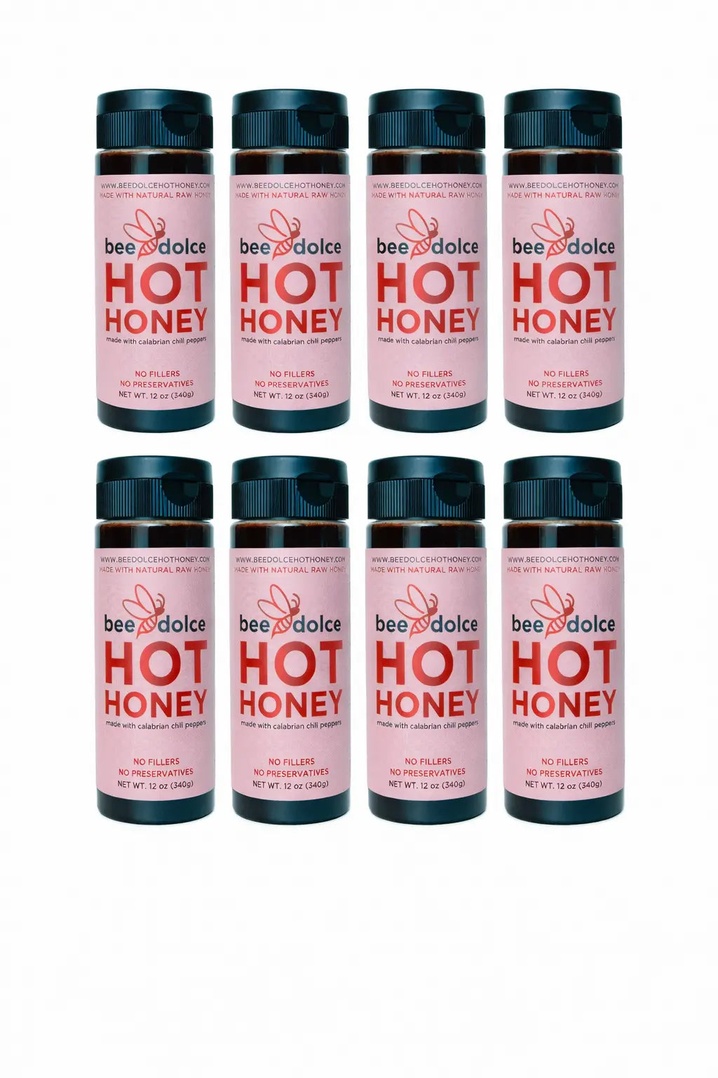 Hot Honey Case of 8 Bottles (12 oz) Bee Dolce Hot Honey