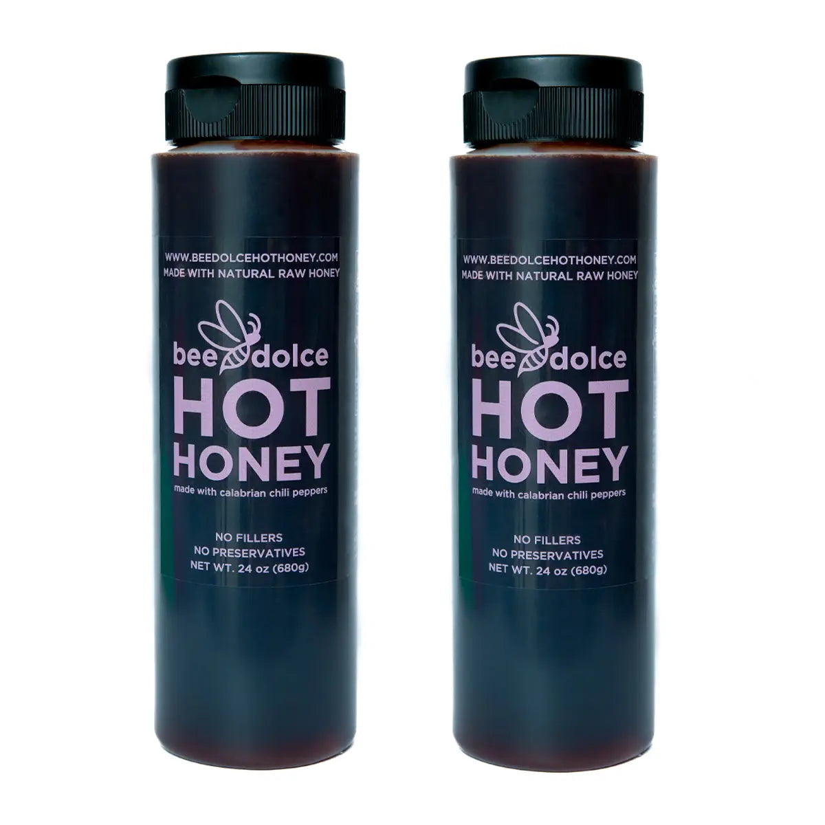 Bee Dolce Hot Honey Chef's 24oz. Bundle, Two Bottles, Front Angle