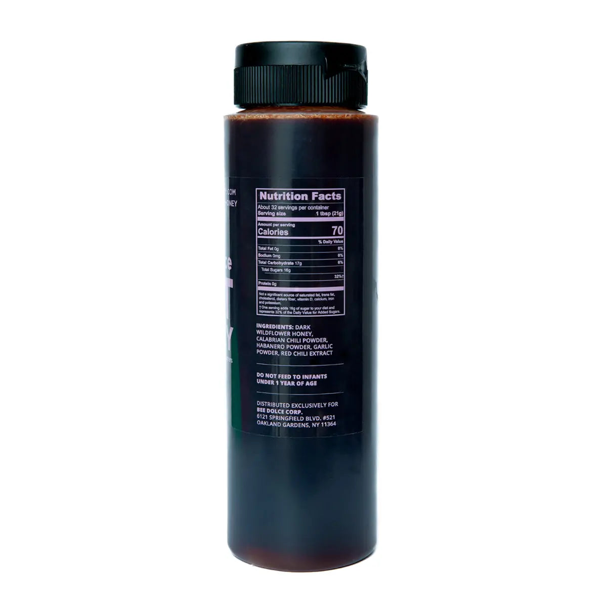 Bee Dolce Hot Honey, 24oz. Chef's Bottle, Rotated Sideview